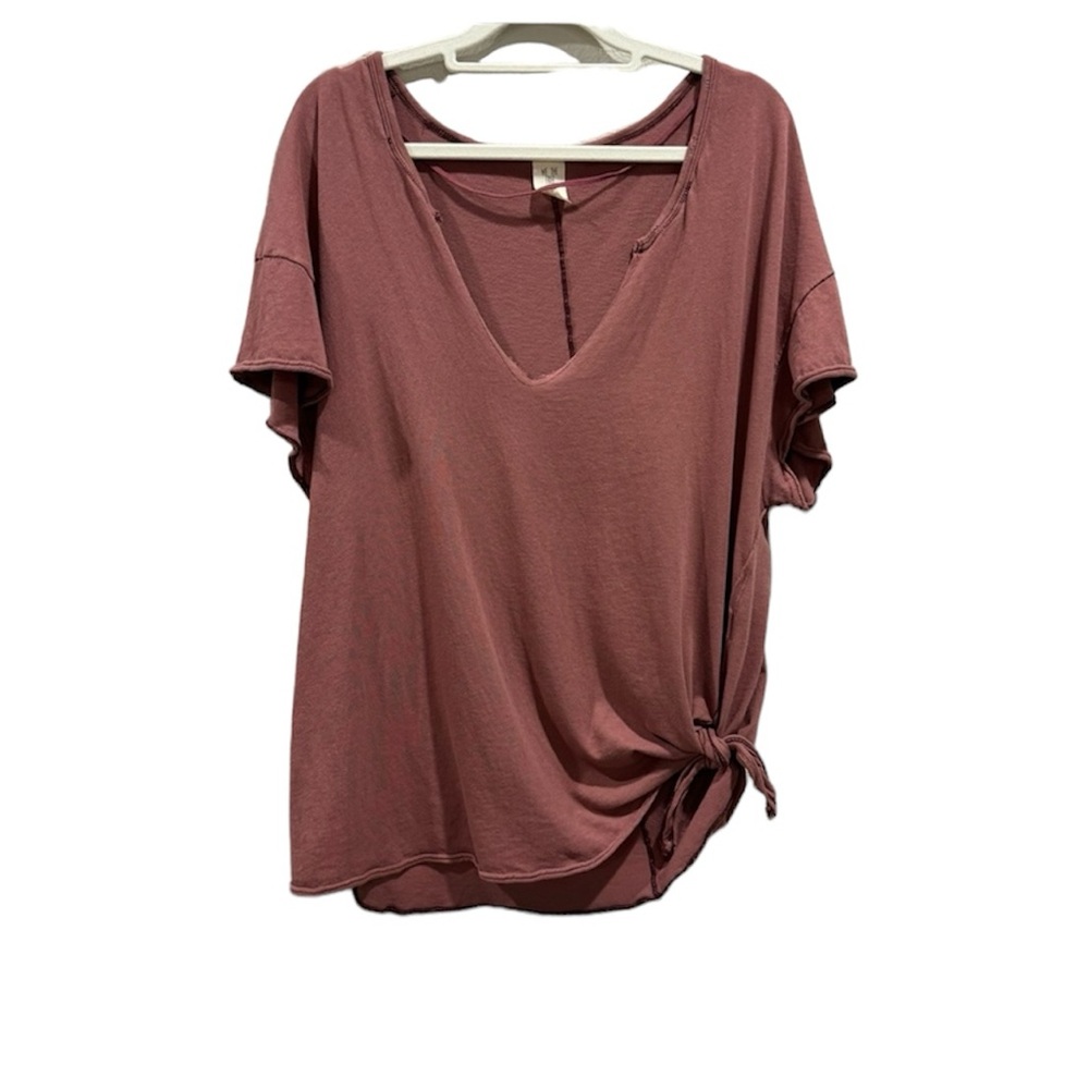 Free People We The Free Tie Front Top Sz S Terracotta Vneck Oversized Flowy Boho